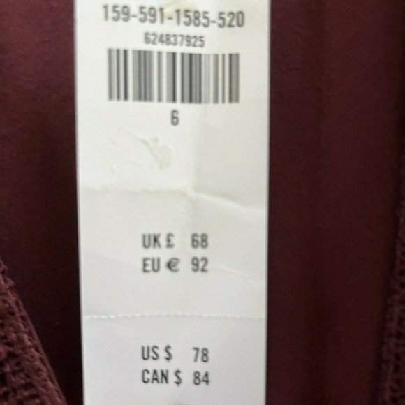 ABERCROMBIE & FITCH WINE BURGUNDY LACE CROCHET V-NECK SKATER DRESS SIZE 6 - NWT - Picture 5 of 9